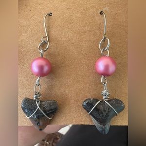 Hand made shark tooth earrings